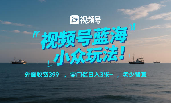 视频号蓝海小众玩法!外面收费399,零门槛日入3张+,老少皆宜-水滴知识网