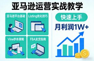 亚马逊运营实战教学,亚马逊平台+Listing优化+Vine秒杀+FBA发货等,快速上手,实现店铺月利润1W-水滴知识网
