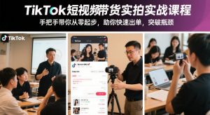 TikTok短视频带货实拍实战课程,手把手带你从零起步,助你快速出单,突破瓶颈-水滴知识网