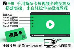 千川商品卡短视频全域投放及搭建实操,小白轻松学会投流教程(更新26年2月)-水滴知识网