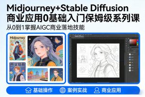 AIGC商业应用Midjourney+Stable Diffusion教程，0基础入门保姆级系列课-水滴知识网