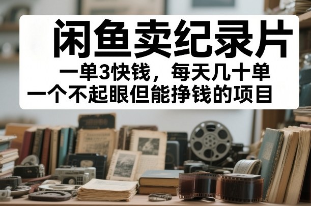 闲鱼卖纪录片,一单3快钱,每天几十单,一个不起眼但能挣钱的项目【揭秘】-水滴知识网