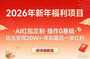 新年福利项目,AI红包定制,操作0基础,玩法变现20W+年前最后一波红利,附详细教程-水滴知识网