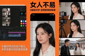 0基础可学!《女人不易》竖屏剧情剪辑课,从素材筛选到成片输出,手把手教你驾驭复杂故事-水滴知识网