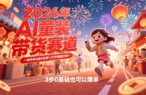 AI童装新春带货赛道，一部手机0成本狂销1.2万件喜提20W+，3步0基础也可以爆单-水滴知识网