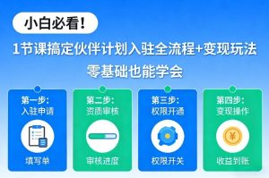 小白必看！1节课搞定伙伴计划入驻全流程+变现玩法，零基础也能学会-水滴知识网