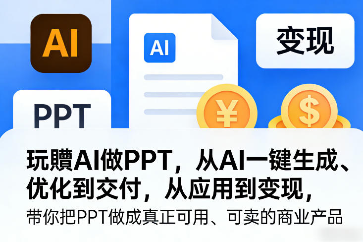 玩賺AI做PPT，从AI一键生成、优化到交付，从应用到变现，带你把PPT做成真正可用、可卖的商业产品-水滴知识网