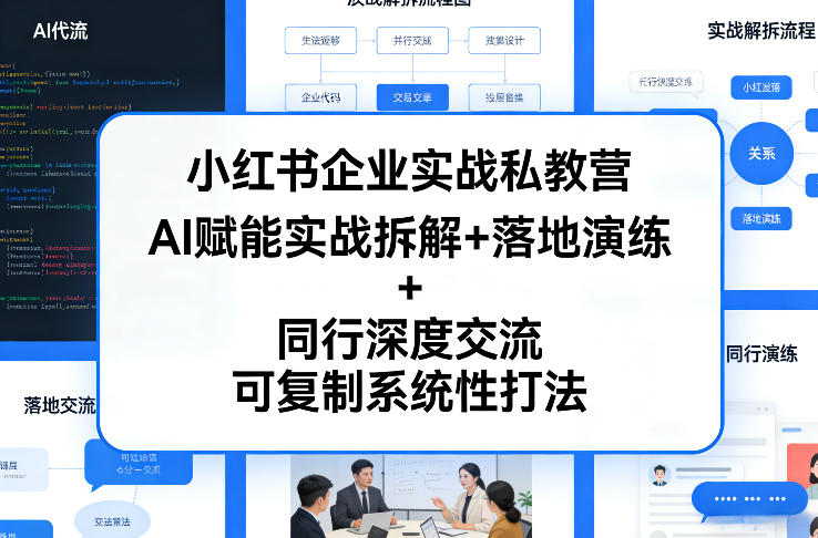 小红书企业实战私教营,AI赋能实战拆解+落地演练+同行深度交流,可复制系统性打法-水滴知识网