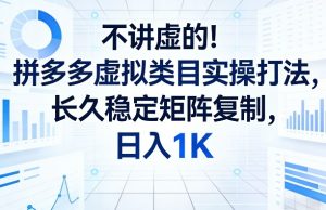 不讲虚的！拼多多虚拟类目实操打法，长久稳定矩阵复制，日入1K【揭秘】-水滴知识网