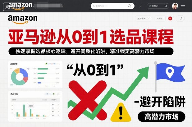 亚马逊从0到1选品课程,快速掌握选品核心逻辑,避开同质化陷阱,精准锁定高潜力市场(更新)-水滴知识网