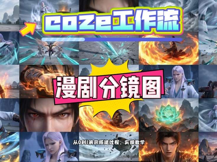 通过Coze工作流，制作《动漫分镜图》，两分钟制作完成25宫格分镜图，从0到1演示搭建过程，实操教学-水滴知识网