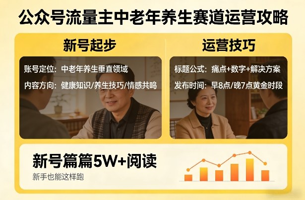 公众号流量主中老年养生赛道，新号篇篇5W+阅读，新手也能这样跑-水滴知识网