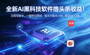 全新AI黑科技软件撸头条收益！无需写指令，一键秒过原创，每天只需半小时，稳定日入3张【揭秘】-水滴知识网