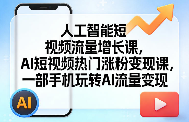 人工智能短视频流量增长课，AI短视频热门涨粉变现课，一部手机玩转AI流量变现-水滴知识网