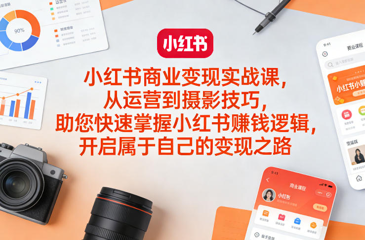 小红书商业变现实战课，从运营到摄影技巧，助您快速掌握小红书賺钱逻辑，开启属于自己的变现之路-水滴知识网