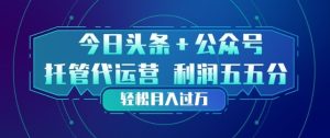 今日头条+公众号双重代运营模式,每天花费十分钟发布,单日稳定变现3张+【揭秘】-水滴知识网