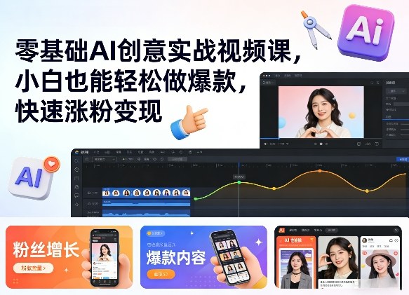 零基础AI创意实战视频课,小白也能轻松做爆款,快速涨粉变现-水滴知识网