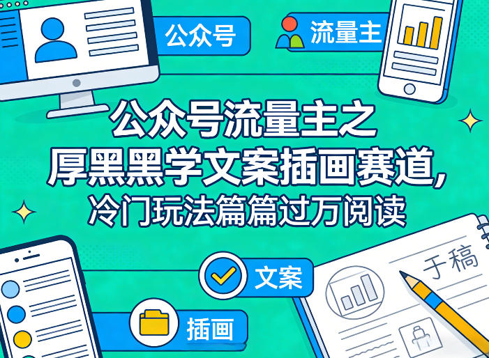 公众号流量主之厚黑学文案插画赛道,冷门玩法篇篇过万阅读-水滴知识网