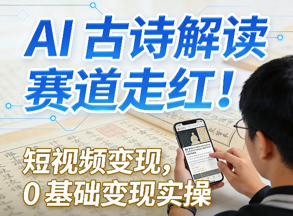 AI古诗解读赛道走红!短视频变现,0基础变现实操-水滴知识网