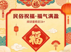 公众号流量主之民俗祝福赛道,选题不愁,结构固定,阅读稳定1w+-水滴知识网