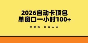 2026自动卡顶包玩法，单窗口一小时100+，可矩阵操作，无需人工【揭秘】-水滴知识网