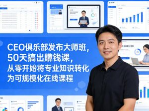 CEO俱乐部发布大师班，50天搞出賺钱课，从零开始将专业知识转化为可规模化在线课程-水滴知识网