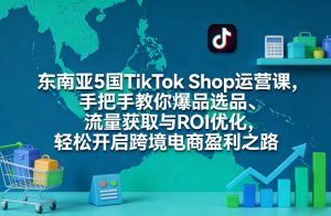 东南亚5国TikTok Shop运营课，手把手教你爆品选品、流量获取与ROI优化，轻松开启跨境电商盈利之路-水滴知识网