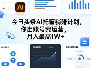 今日头条AI托管躺賺计划,你出账号我运营,月入最高1W+【揭秘】-水滴知识网