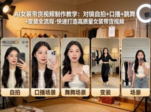 AI女装带货视频制作教学，对镜自拍、口播、跳舞、变装全流程，快速打造高质量女装带货视频-水滴知识网