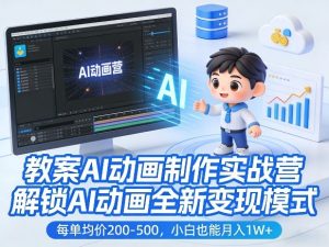 教案AI动画制作实战营,解锁AI动画全新变现模式,每单均价200-500,小白也能月入1W+-水滴知识网
