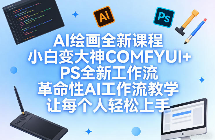 AI绘画全新课程,小白变大神COMFYUI+PS全新工作流,革命性AI工作流教学,让每个人轻松上手-水滴知识网