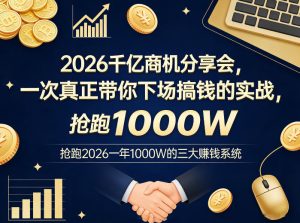 2026千亿商机分享会，一次真正带你下场搞钱的实战，抢跑2026一年1000W的三大賺钱系统-水滴知识网