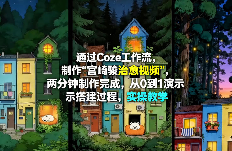通过Coze工作流制作《宫崎骏治愈视频》,两分钟制作完成,从0到1演示搭建过程,实操教学-水滴知识网