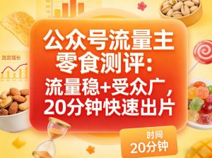 公众号流量主之零食测评赛道，流量稳+受众广，20分钟一条作品-水滴知识网