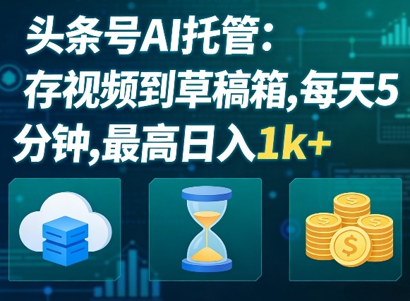 头条号AI托管,我存视频到你草稿箱,每天5分钟,最高日入1k+【揭秘】-水滴知识网