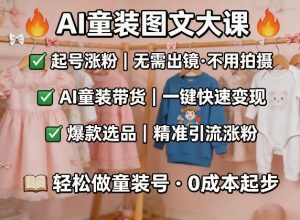 AI童装图文剪辑，某社群童装图文大课，起号涨粉、AI童装带货、爆款选品，无需出镜和拍摄-水滴知识网