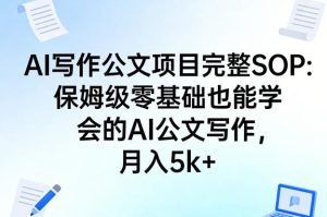 AI写作公文项目完整SOP,保姆级零基础也能学会的AI公文写作,月入5k+-水滴知识网