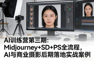 AI训练营第三期:Midjourney+SD+PS全流程,AI与商业摄影后期落地实战案例-水滴知识网