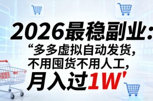 2026最稳副业:多多虚拟自动发货,不用囤货不用人工,月入过1W【揭秘】-水滴知识网