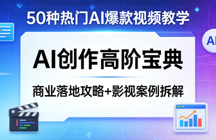 50种热门AI爆款视频教学，AI创作高阶宝典，商业落地攻略+影视案例拆解-水滴知识网
