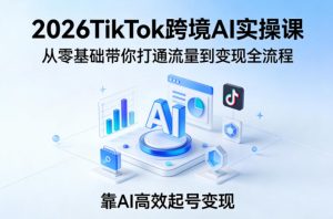 2026TikTok跨境AI实操课，从零基础带你打通流量到变现全流程，靠AI高效起号变现-水滴知识网
