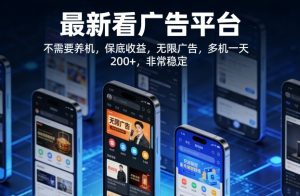 最新看广告平台,不需要养机,保底收益,无限广告,多机一天200+,非常稳定【揭秘】-水滴知识网