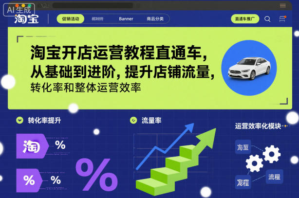 淘宝开店运营教程直通车，从基础到进阶，提升店铺流量，转化率和整体运营效率（更新26年3月）-水滴知识网