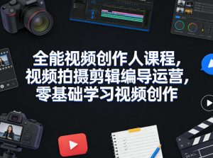 全能视频创作人课程,视频拍摄剪辑编导运营,零基础学习视频创作(更新2026年3月)-水滴知识网