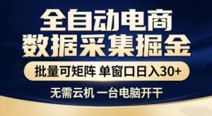 独家电商数据全自动采集项目，批量可矩阵，单窗口轻松日入3张+【揭秘】-水滴知识网
