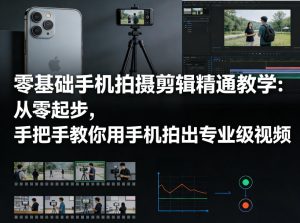 零基础手机拍摄剪辑精通教学：从零起步，手把手教你用手机拍出专业级视频-水滴知识网