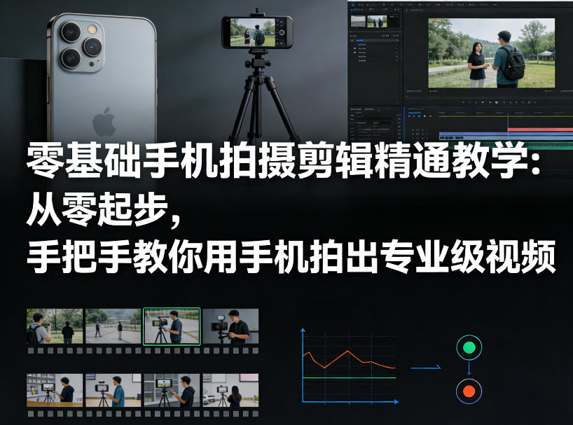 零基础手机拍摄剪辑精通教学：从零起步，手把手教你用手机拍出专业级视频-水滴知识网
