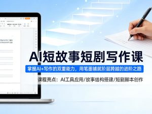 AI短故事短剧写作课，掌握AI+写作的双重能力，用笔墨铺就阶层跨越的进阶之路-水滴知识网