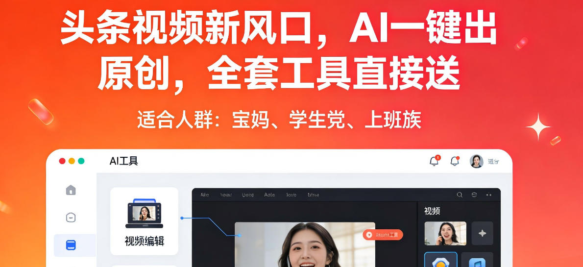 头条视频新风口,AI一键出原创,全套工具直接送,人人可做,有手就行【揭秘】-水滴知识网