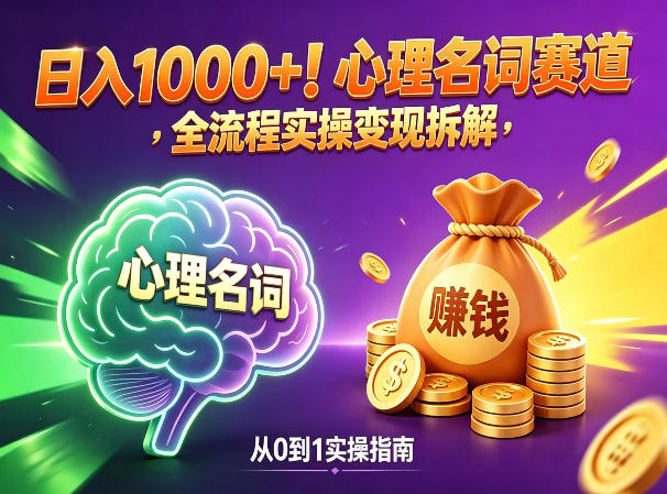 心理名词赛道,新手小白也能做,全流程项目拆解,单日变现1k+-水滴知识网